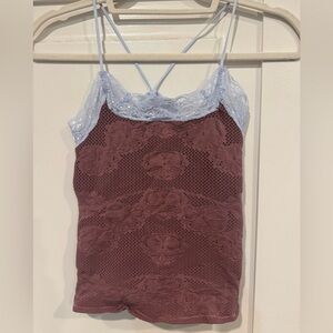NWT Intimately by Free People Lace Accent Camisole in Mauve and Light Blue